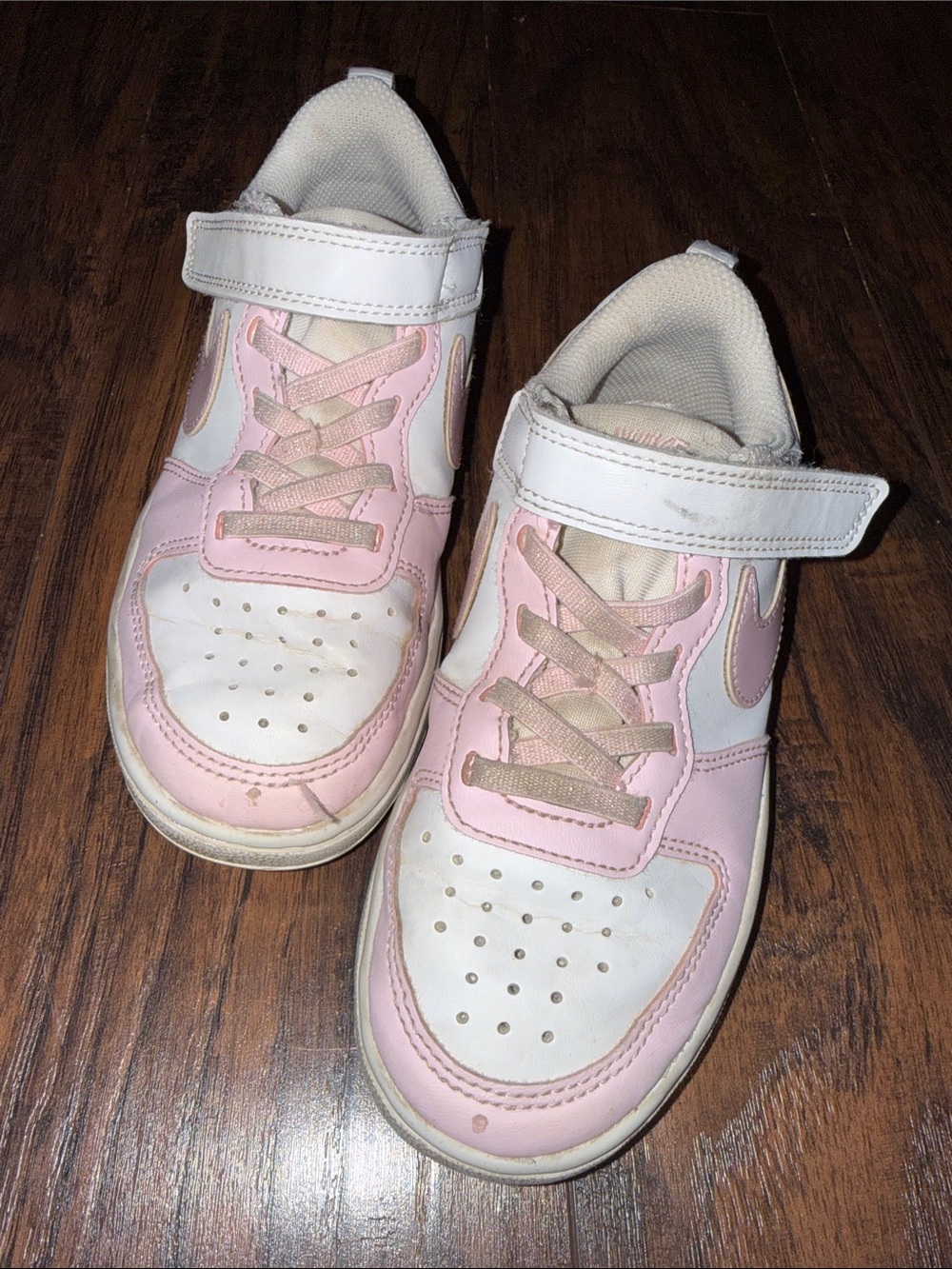 Nike Kids White and Pink Velcro Sneakers
